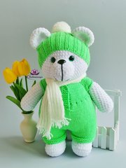Плюшевий ведмедик "Міхась", 37 см, в зеленому одязі, 0102741.1, В наявності, Білий